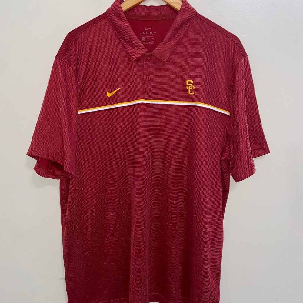 Nike USC Trojans Team Issue Football On-Field Polo Shirt Mens 2XL CN7864-698 NEW
